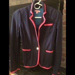 Lily Pulitzer Navy Blazer Pink Piping Gold Buttons